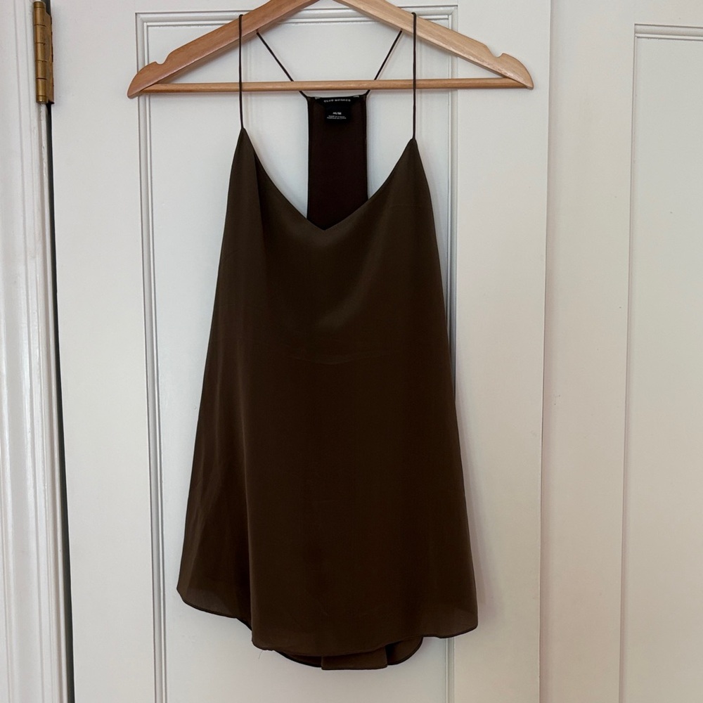 Club Monaco Olive Spaghetti-Strap Silk Cami